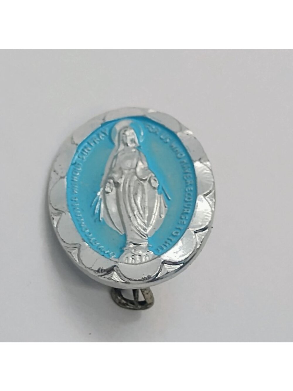 Vtg Theda Sterling Silver Miraculous Virgin Blue Enamel Marcasite Pendant +Extra - Picture 5 of 7